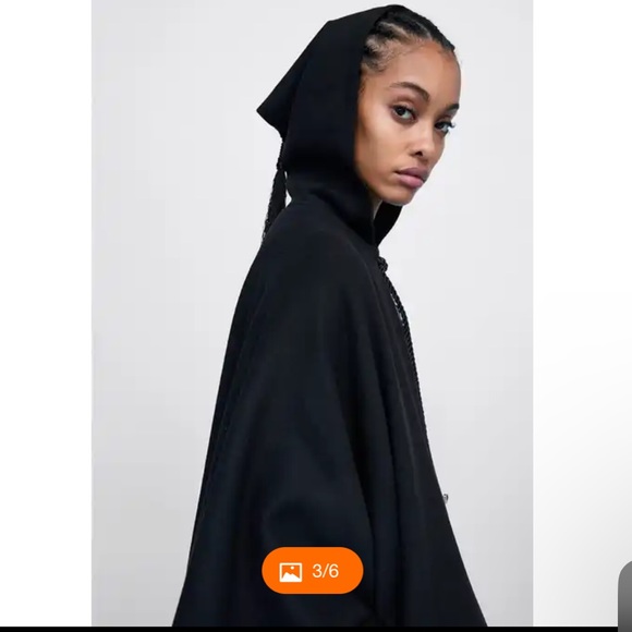 Zara Thick flared sleeve Long HOODED CAPE limited edition Tassel poncho - Picture 5 of 16